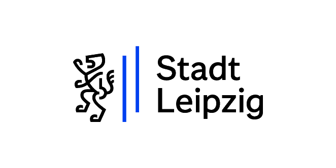Momelino: Das Logo der Stadt Leipzig mit einem modernen Design, das die Innovation und Kreativität der Stadt symbolisiert, einschließlich MINT-Elementen.